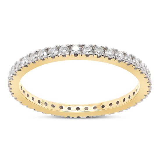 Round Cut Lab Created Moissanite Diamond Full Eternity Stackable Wedding Band Ring For Women In 10K Or 14K Solid Gold