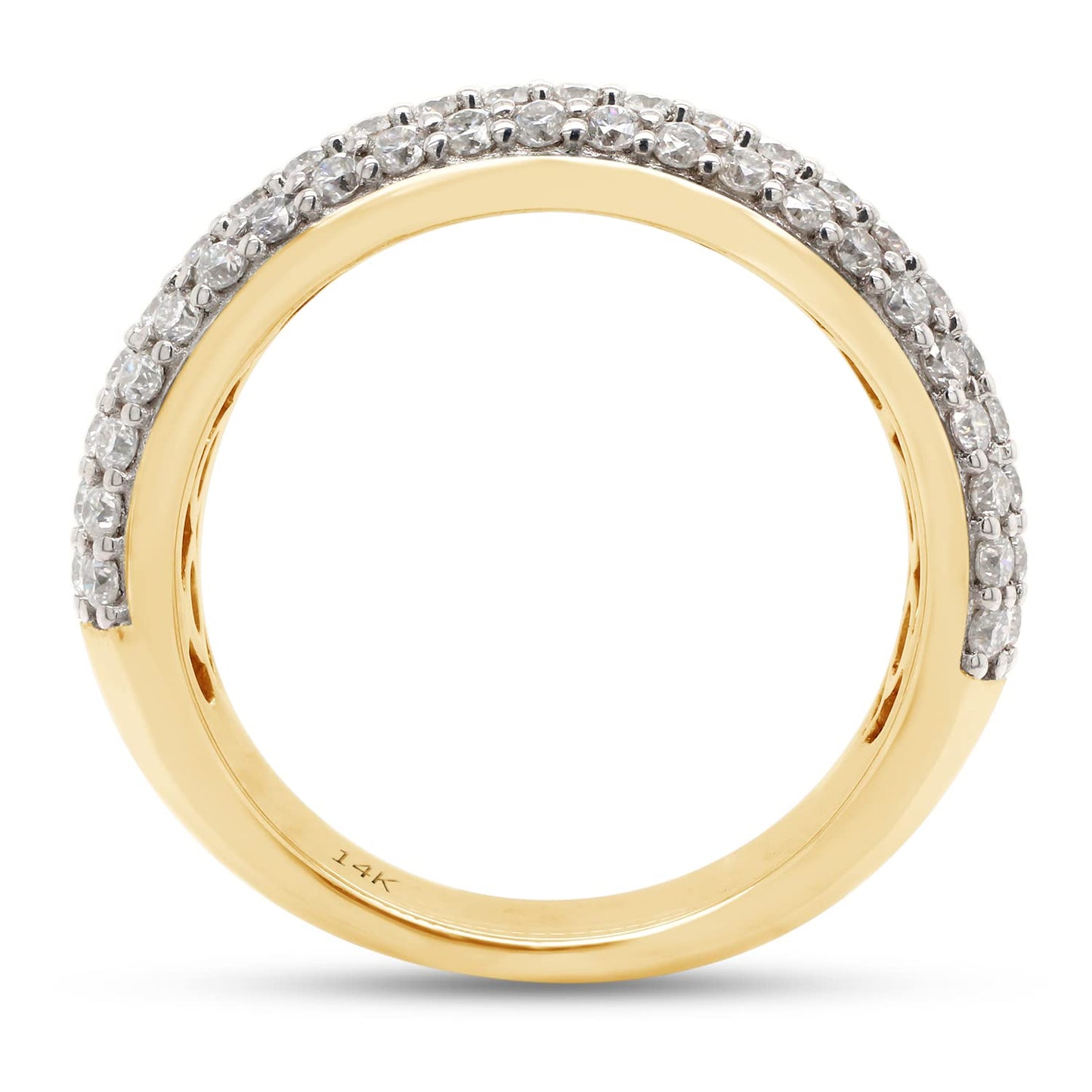1.00 Carat Round Cut Lab Created Moissanite Diamond Three Row Eternity Wedding Band Ring for Women in 10K or 14K Solid Gold