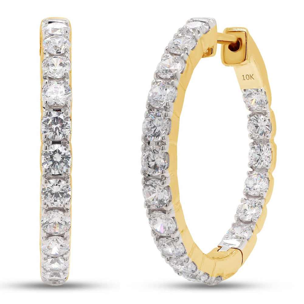 
                      
                        3 Carat Round Cut Lab Created Moissanite Diamond Inside Outside Hoop Earrings In 10K Or 14K Solid Gold
                      
                    