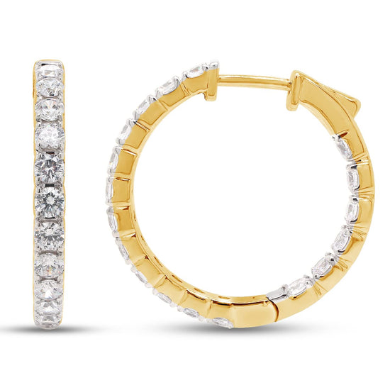 3 Carat Round Cut Lab Created Moissanite Diamond Inside Outside Hoop Earrings In 10K Or 14K Solid Gold