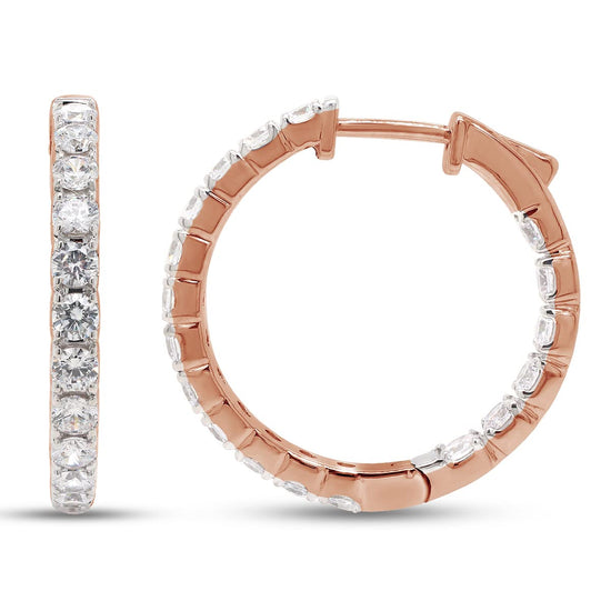 3 Carat Round Cut Lab Created Moissanite Diamond Inside Outside Hoop Earrings In 10K Or 14K Solid Gold