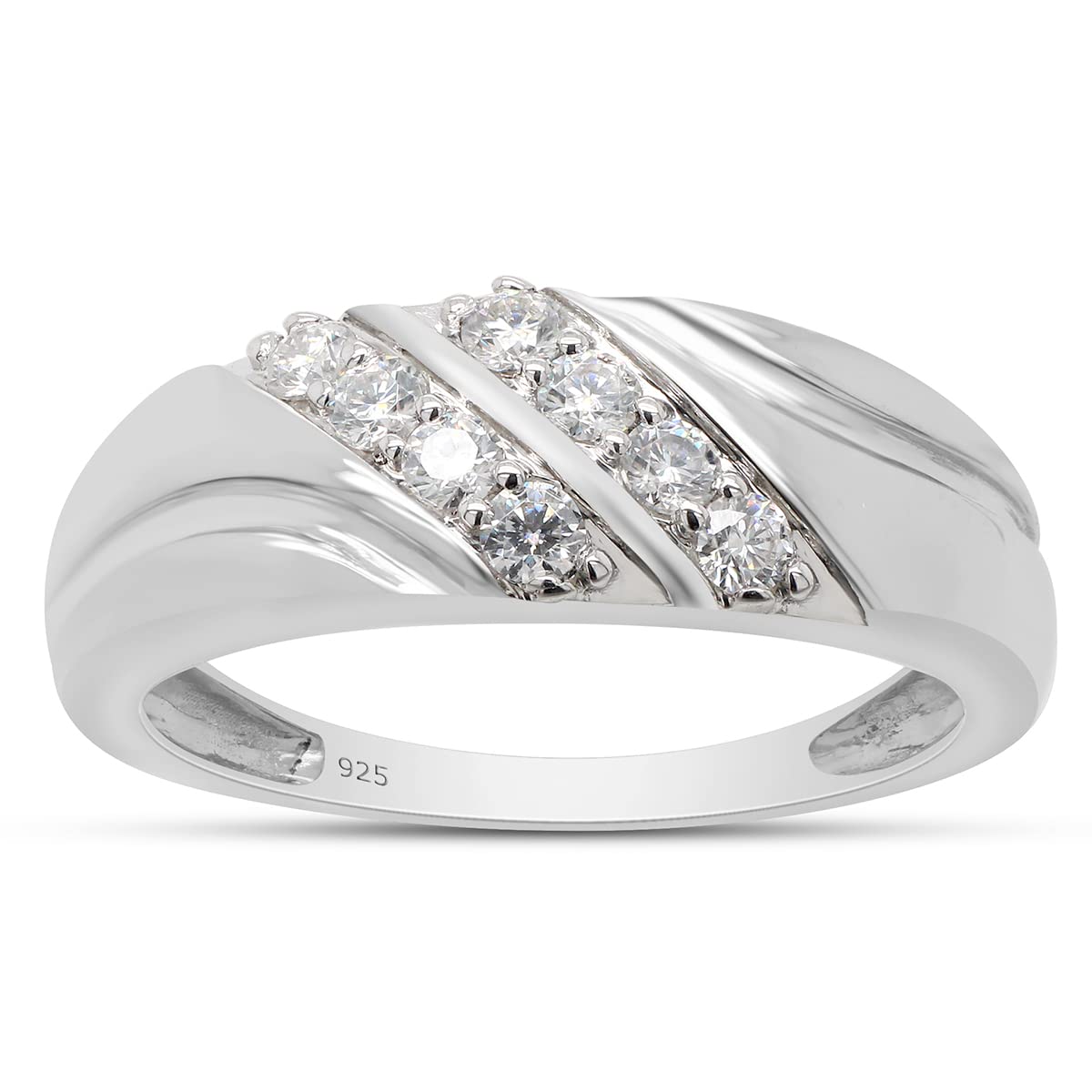 1/4 Carat Round Lab Created Moissanite Diamond Men's Women's Wedding Band Ring In 925 Sterling Silver