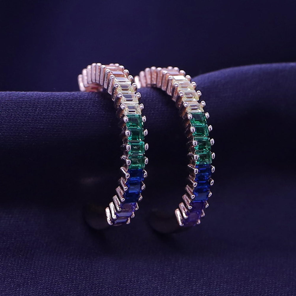 
                      
                        Multi-Color Cubic Zirconia Rainbow Hoop Earrings for Women In 925 Sterling Silver
                      
                    