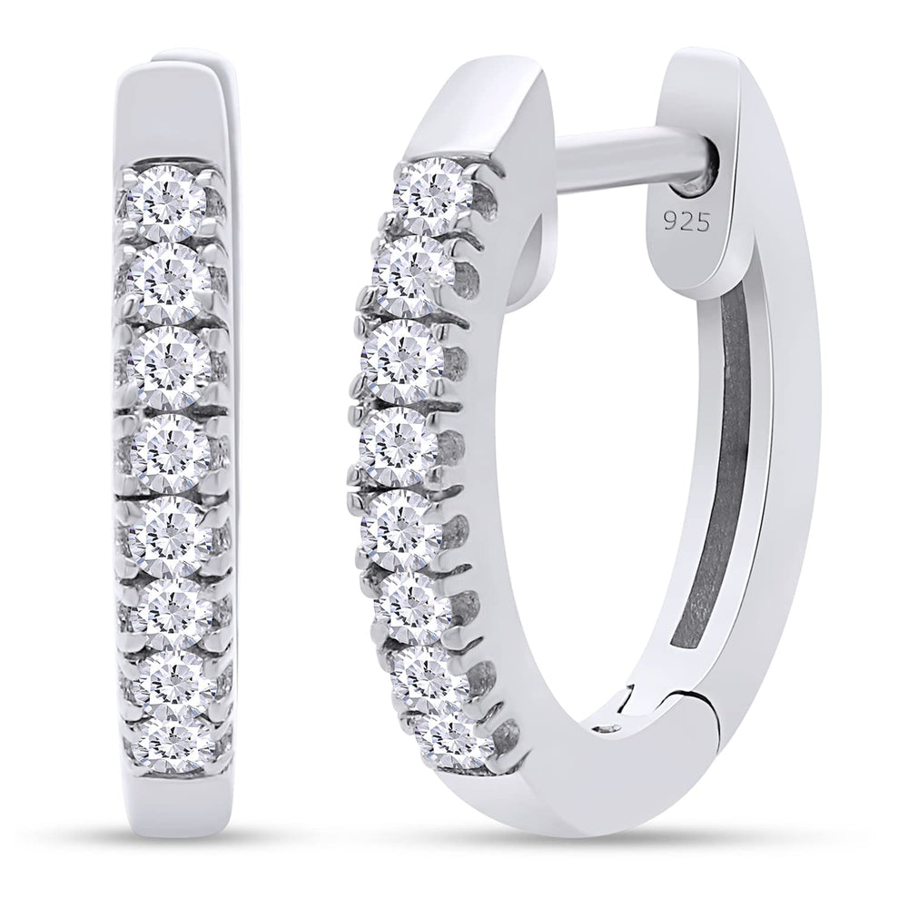 
                      
                        Round Cut Lab Created Moissanite Diamond Half Eternity Huggie Hoop Earring For women In 925 Sterling Silver
                      
                    