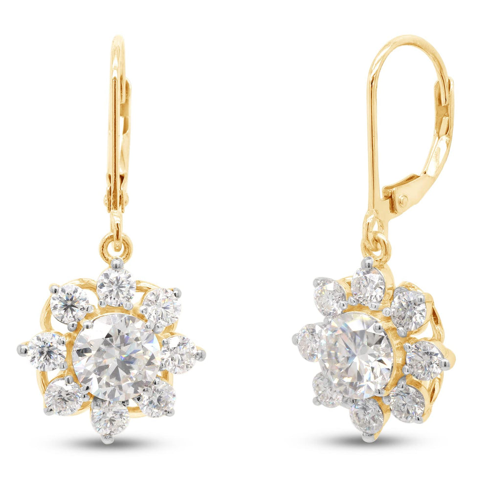 3.45 Carat Round Cut Lab Created Moissanite Diamond Halo Drop Earrings In 925 Sterling Silver