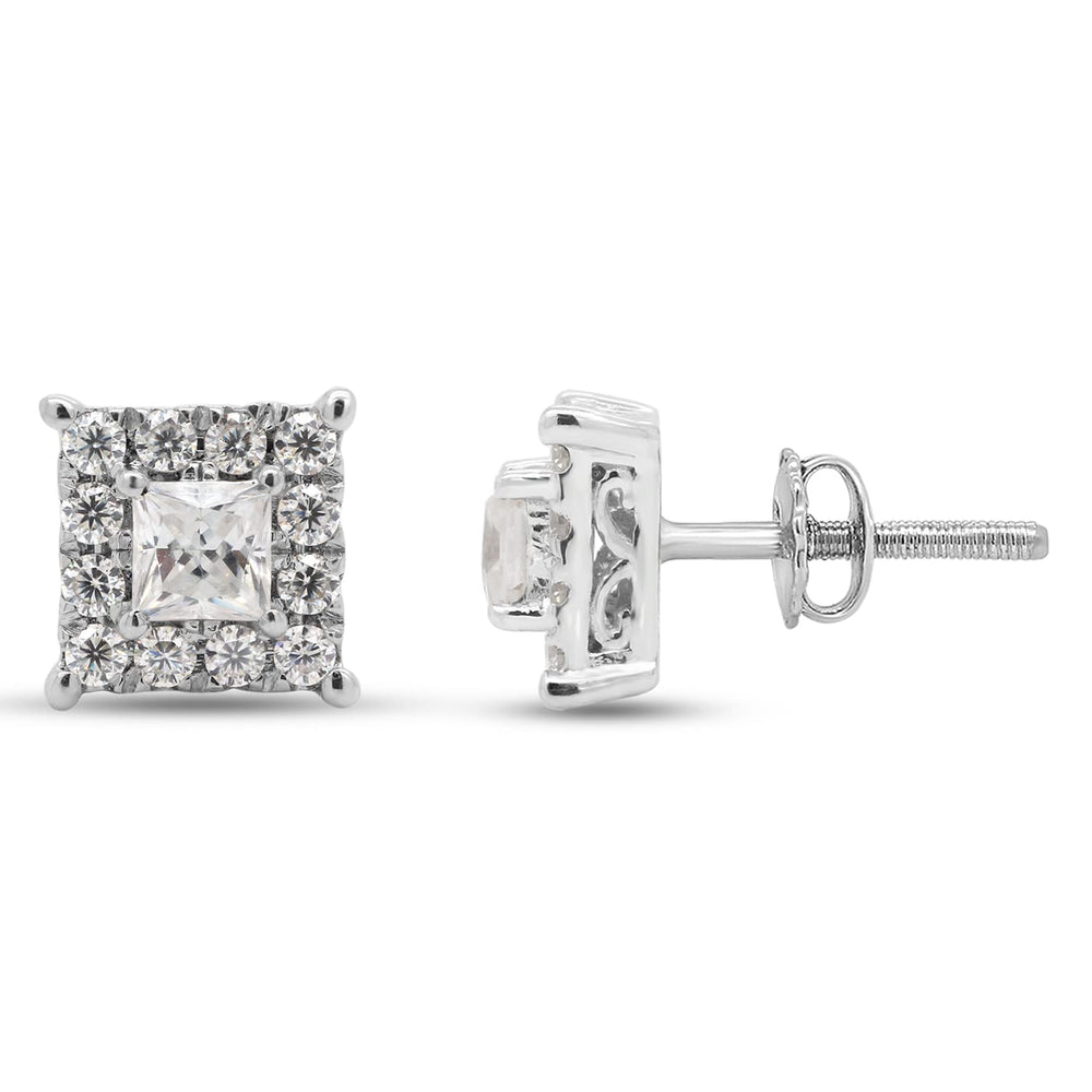 
                      
                        Princess & Round Cut Lab Created Moissanite Diamond Halo Stud Earrings In 10K Or 14K Solid Gold (0.33 Cttw)
                      
                    