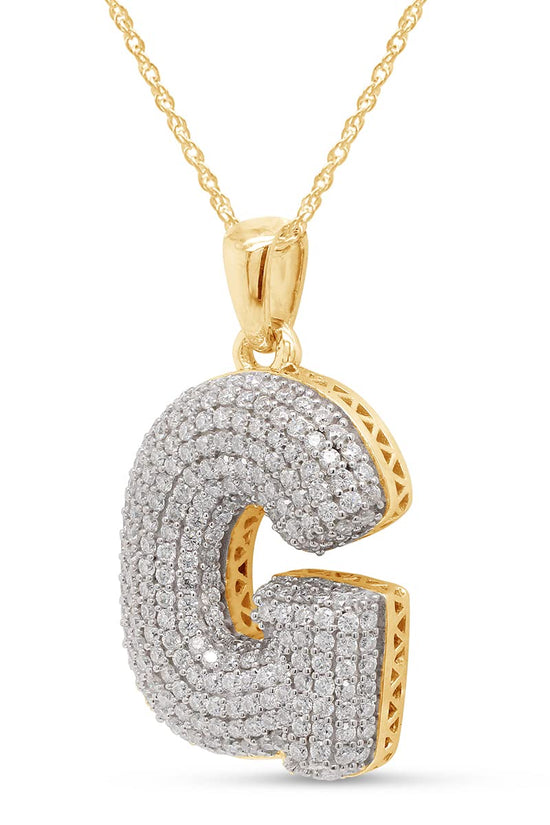 1 1/8 Carat Lab Created Moissanite Diamond Initial Bubble Letter "G" Pendant Necklace In 925 Sterling Silver (1.13 Cttw)