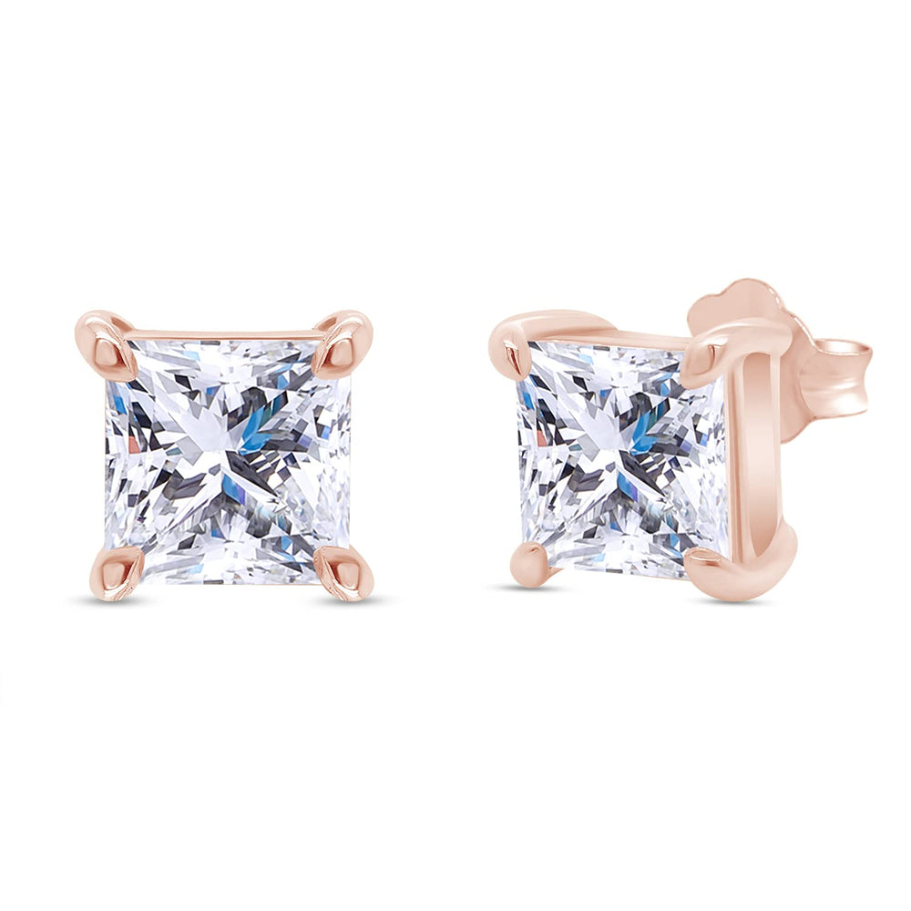 
                      
                        Princess Cut Lab Created Moissanite Diamond Push Back Solitaire Stud Earrings In 925 Sterling Silver
                      
                    