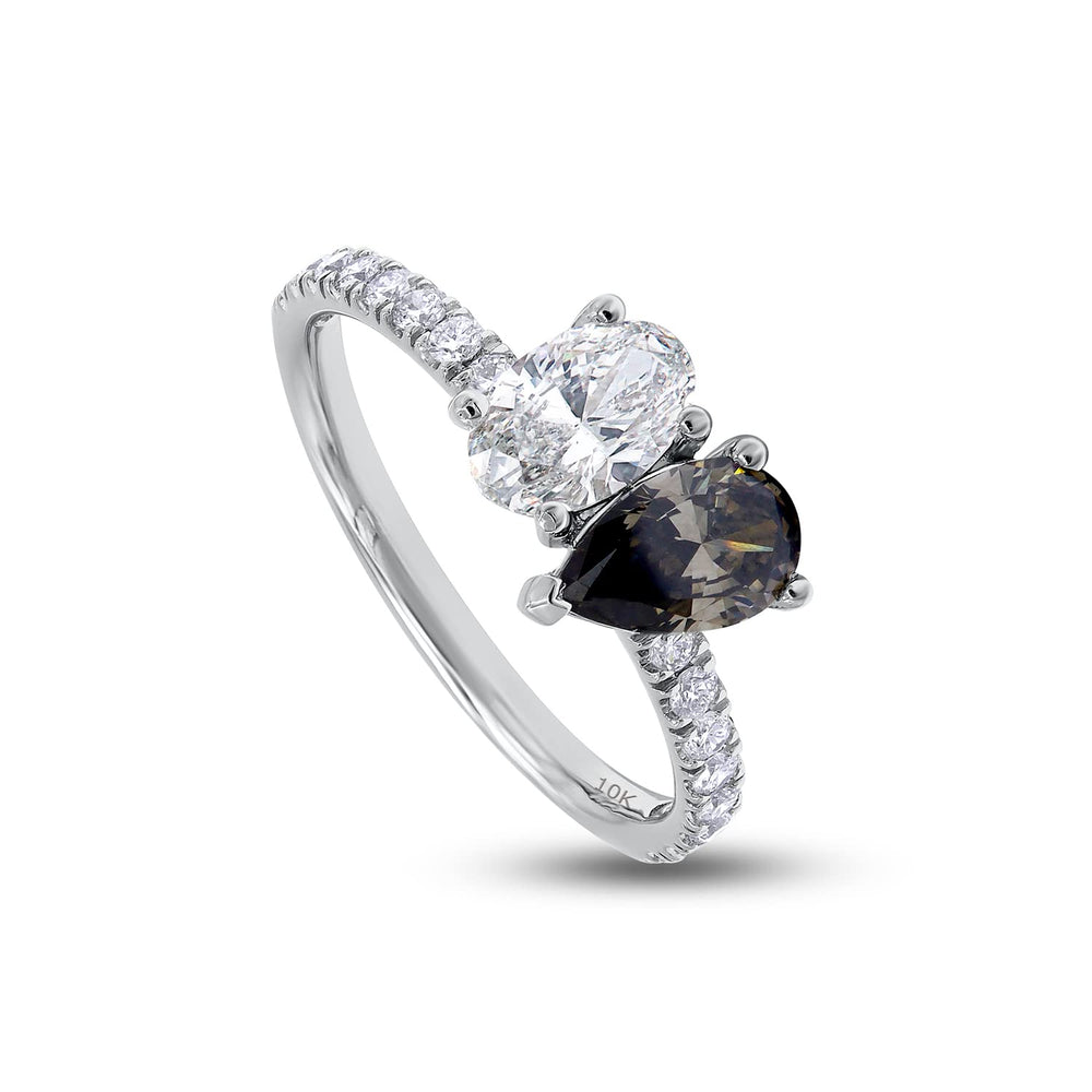 
                      
                        1 1/2 Carat Black Pear And G Color Oval & Round Cut IGI Certified Lab Grown Diamond Toi Et Moi Eternity Engagement Ring In 10K Or 14K Solid Gold
                      
                    