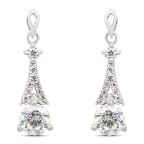 2.25 CT Center 6.5MM Round Cut Lab Created Moissanite Diamond Drop Dangle Earrings For Women In 10K Or 14K Solid Gold