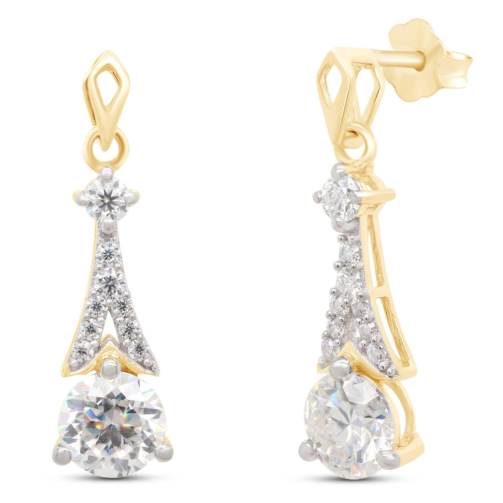 
                      
                        2.25 CT Center 6.5MM Round Cut Lab Created Moissanite Diamond Drop Dangle Earrings For Women In 10K Or 14K Solid Gold
                      
                    