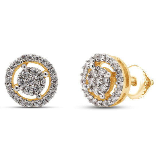 1/4 Carat Round Cut Lab Created Moissanite Diamond Circle Stud Earrings In 10K Or 14K Solid Gold For Women (0.25 Cttw)