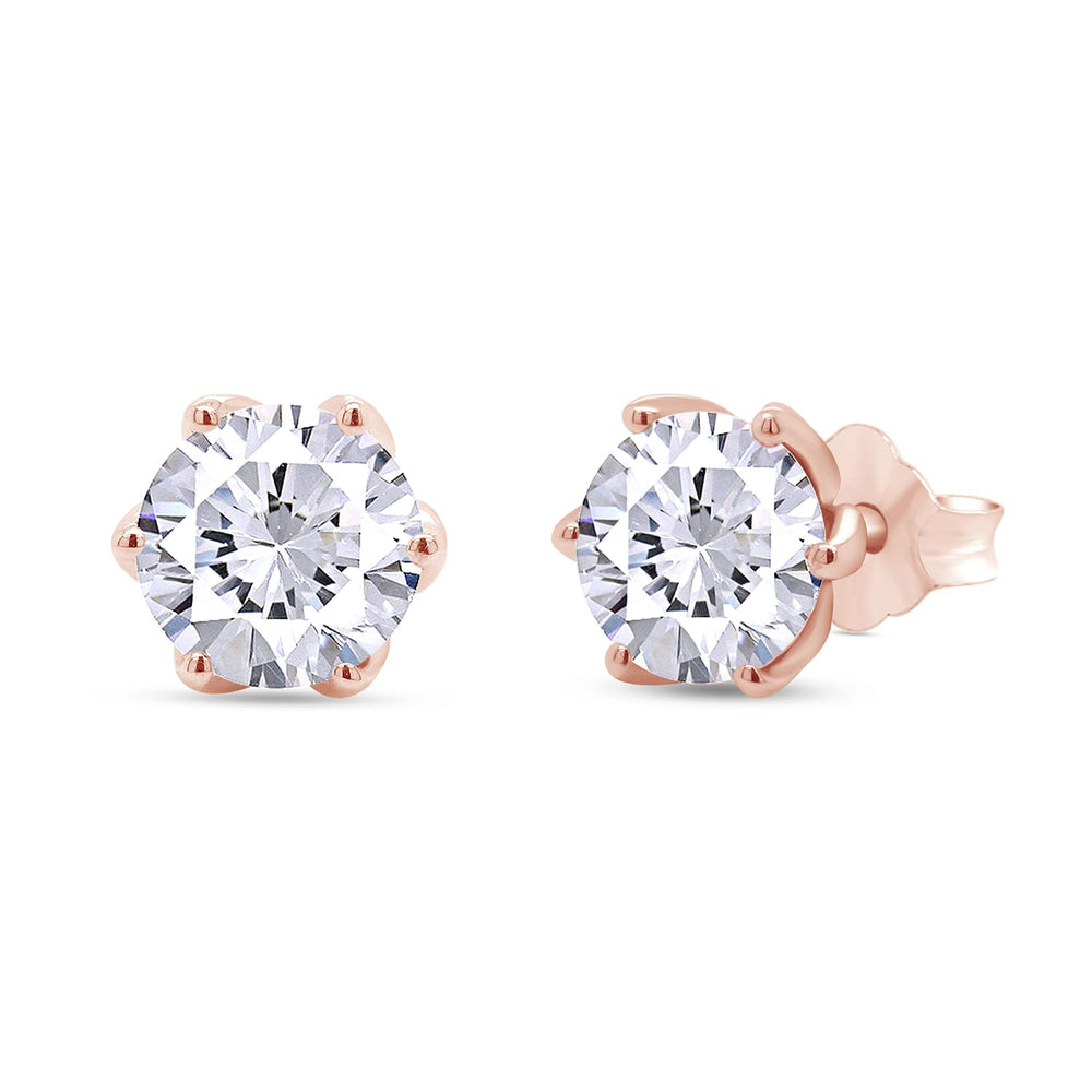 
                      
                        2 Carat Center 6.5mm Round Cut Lab Created Moissanite Diamond Push Back Stud Earrings In 925 Sterling Silver (2 Cttw)
                      
                    