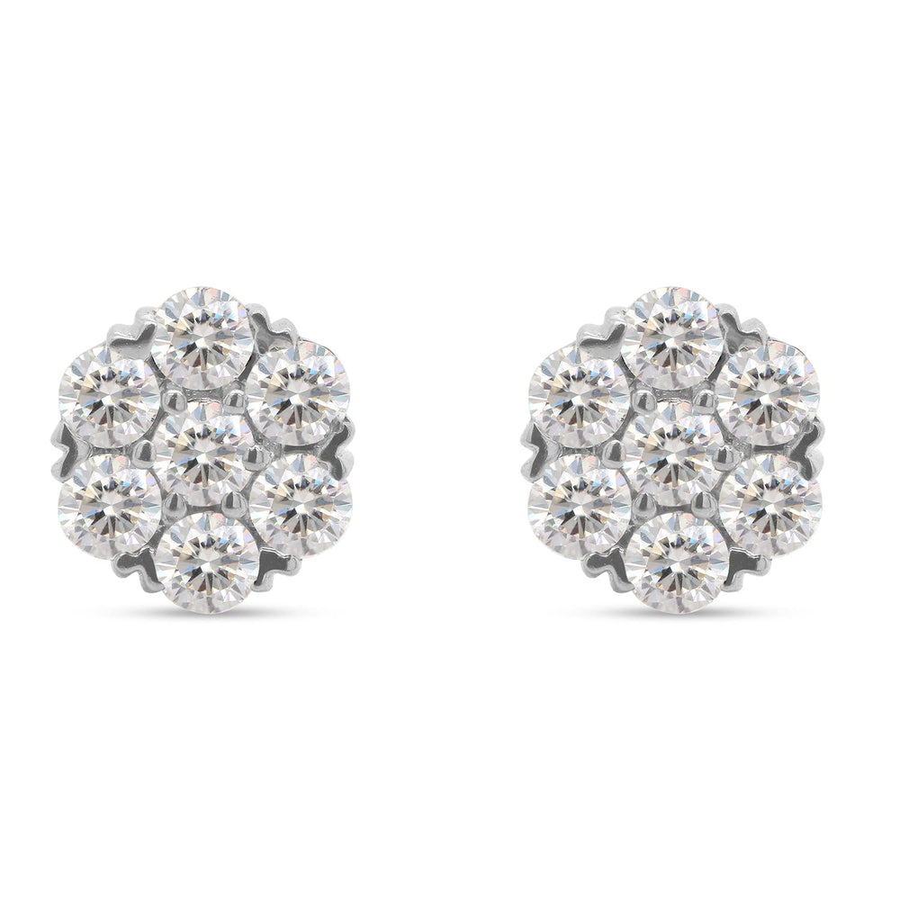 
                      
                        1 1/5 Carat Lab Created Moissanite Diamond Screw Back Floral Design Stud Earrings In 925 Sterling Silver (1.20 Cttw)
                      
                    