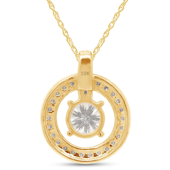 1 1/4 Carat Lab Created Moissanite Diamond Circle Drop Pendant Necklace in 10K or 14K Solid Gold For Women (1.25 Cttw)