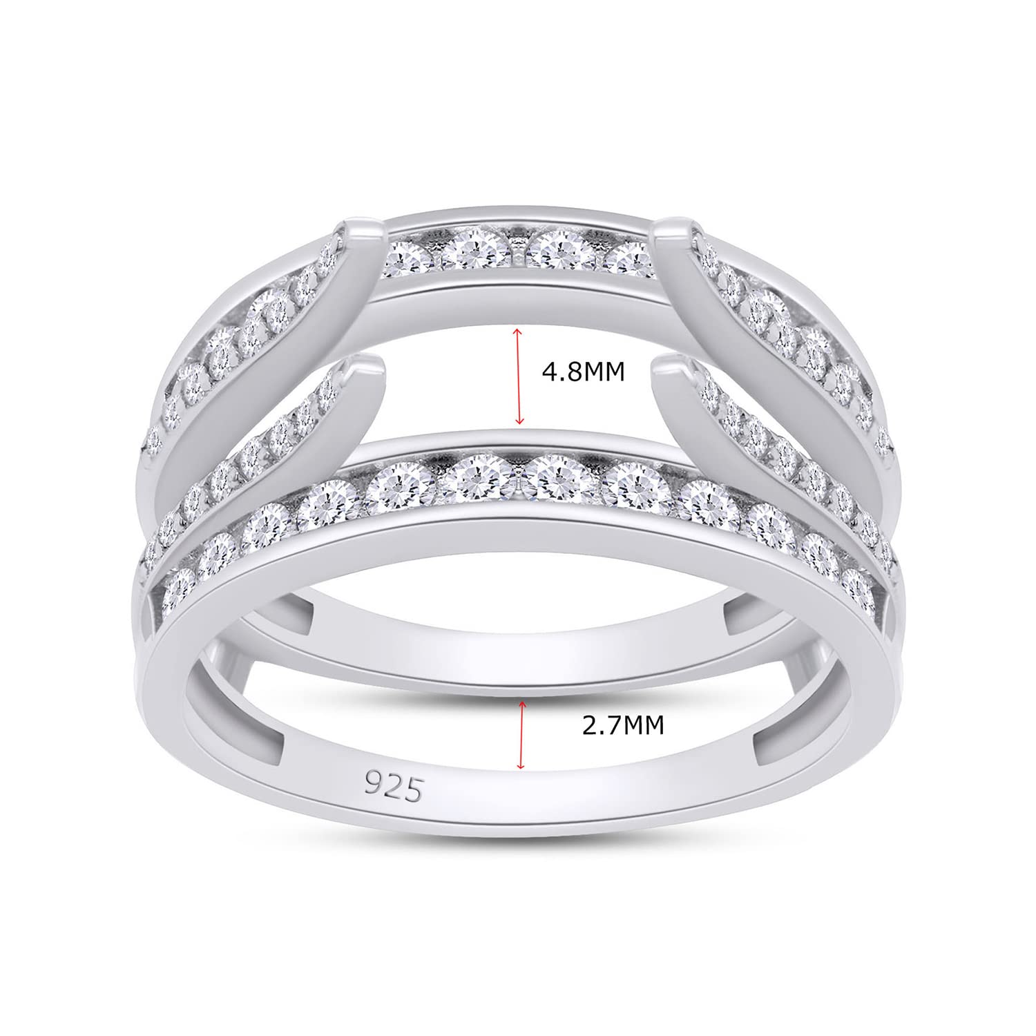 Lab Created Moissanite Combination Cathedral and Classic Enhancer Ring Guard