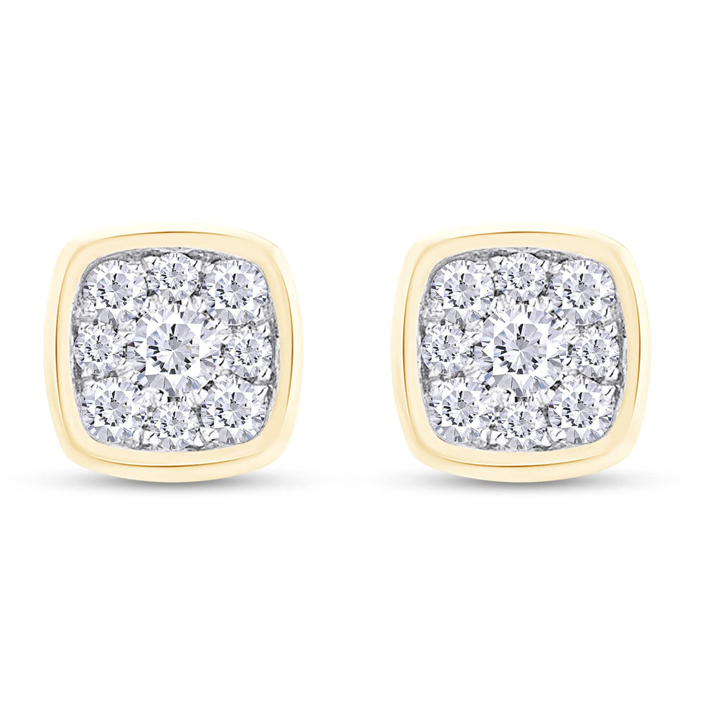 
                      
                        1/3 Carat Round Lab Created Moissanite Diamond Push Back Square Cluster Stud Earrings In 925 Sterling Silver (0.30 Cttw)
                      
                    