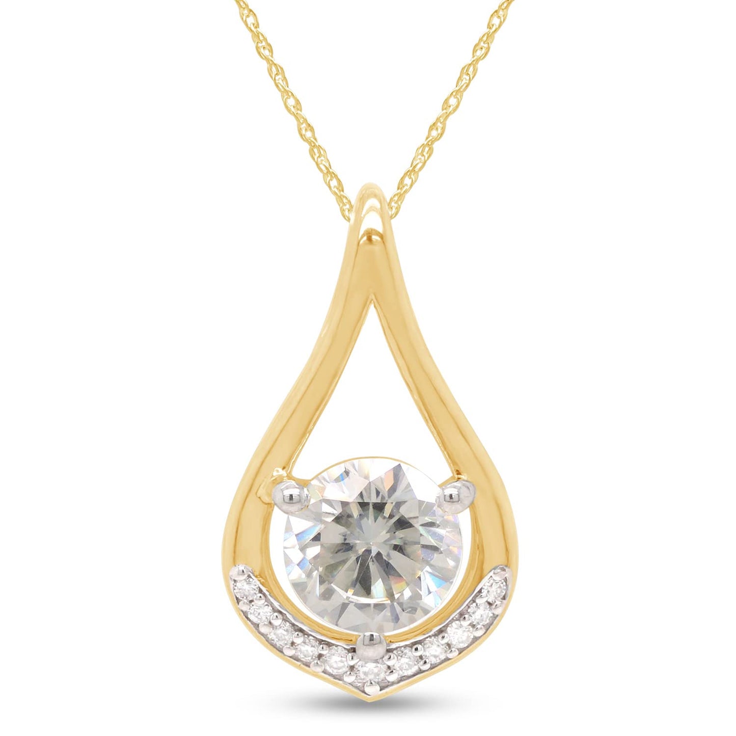 Load image into Gallery viewer, 1 Carat Center Stone 6.5MM Lab Created Moissanite Diamond Dew Drop Pendant Necklace In 925 Sterling Silver (1 Cttw)
