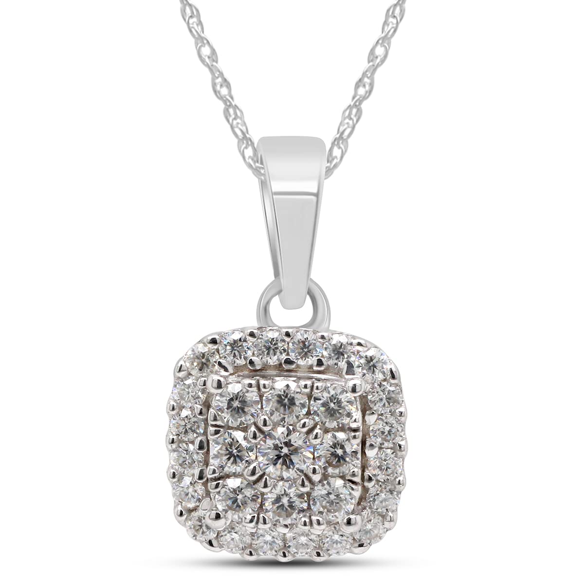 Load image into Gallery viewer, 1/3 Carat Round Cut Lab Created Moissanite Diamond Cluster Pendant Necklace In 925 Sterling Silver (0.33 Cttw)
