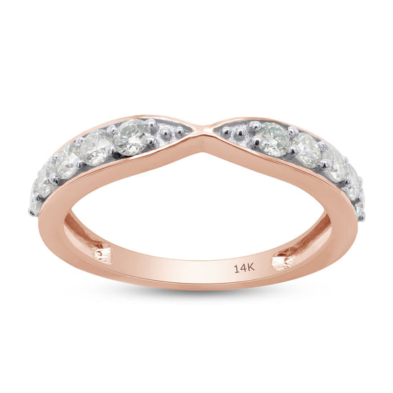 1/2 Carat Round Cut Lab Created Moissanite Diamond 2.3MM Width Half Eternity Wedding Band Ring In 10K Or 14K Solid Gold (0.50 Cttw)