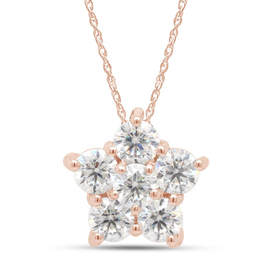 Load image into Gallery viewer, 1/2 Carat Round Cut Lab Created Moissanite Diamond Flower Pendant Necklace In 925 Sterling Silver (0.50 Cttw)
