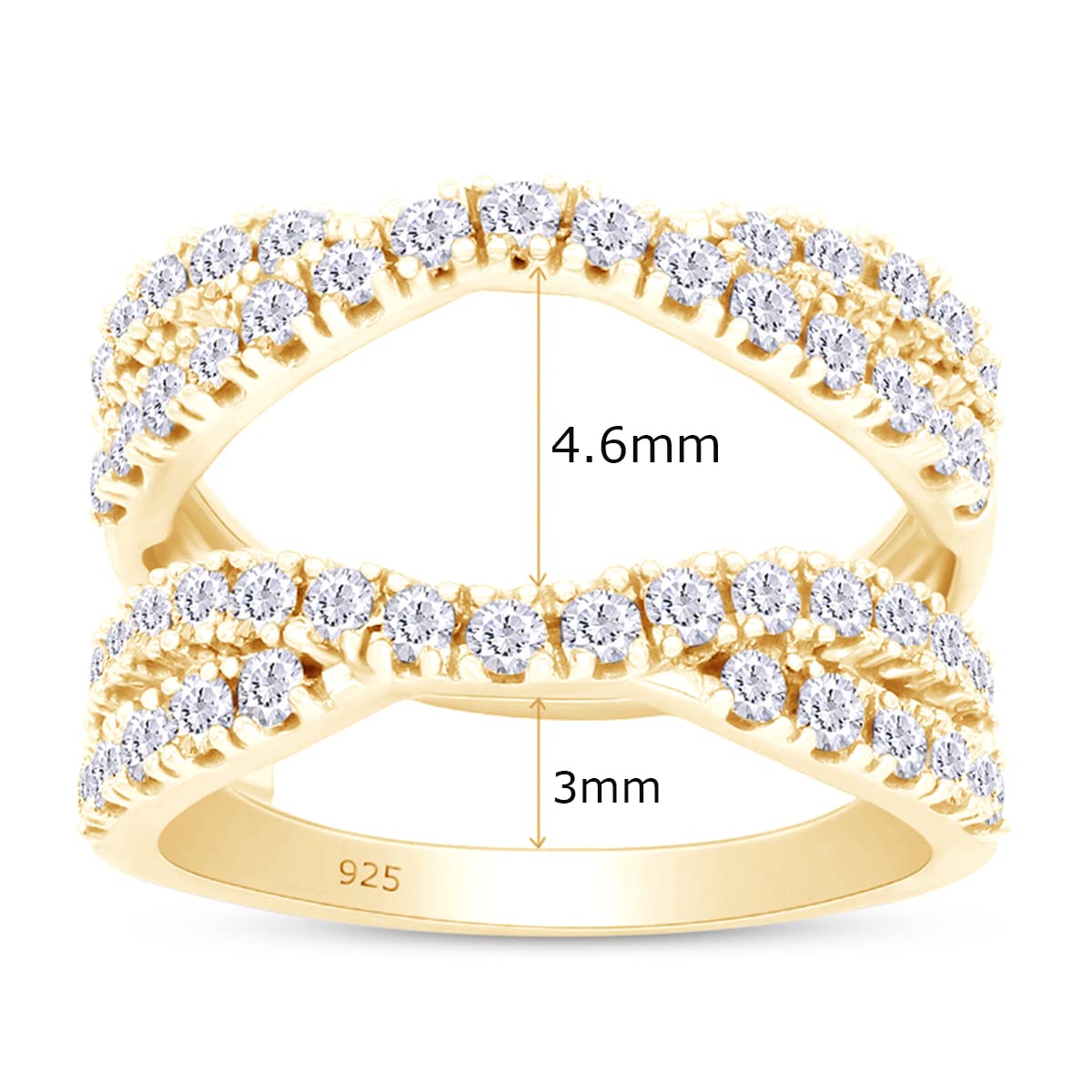 Round Cut Lab Created Moissanite Double Infinity Wedding Ring Guard Enhancer For Women In 14K Gold Over Sterling Silver