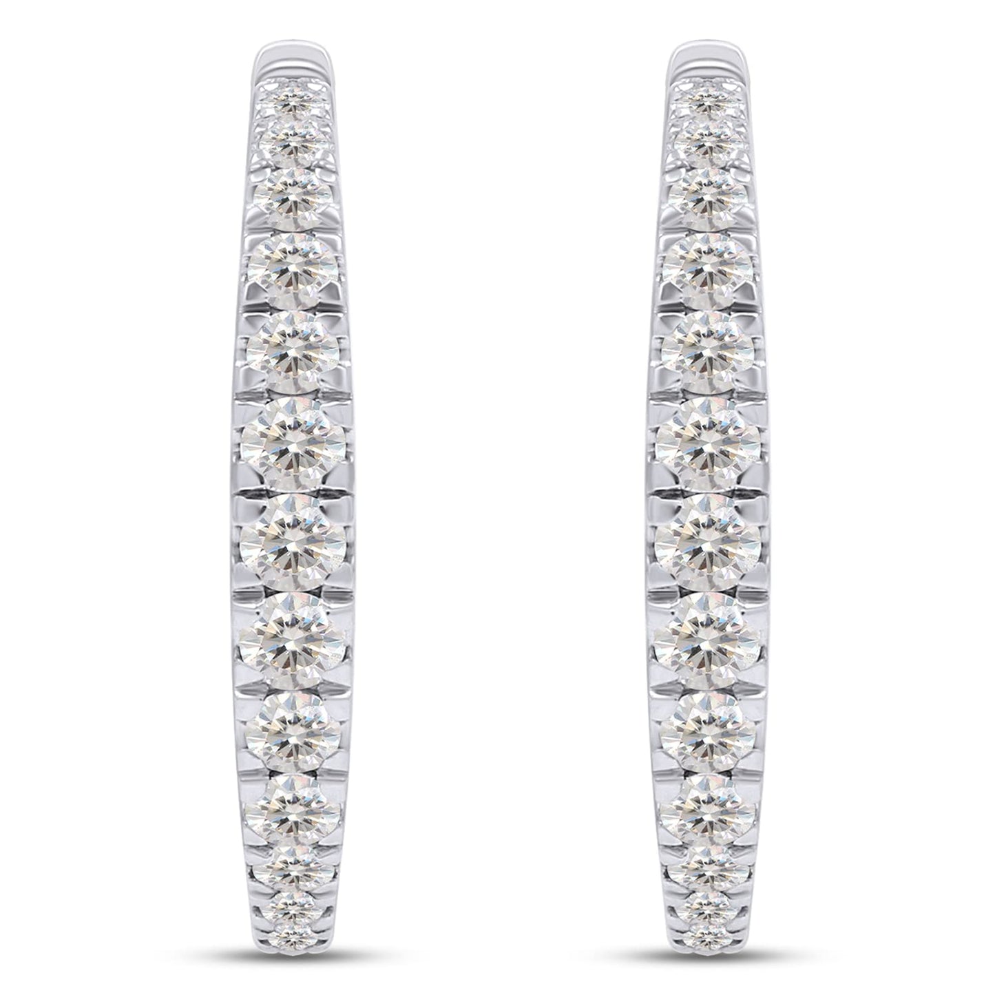 3 Carat Lab Created Moissanite Diamond Inside Outside Hoop Earrings In 925 Sterling Silver For Women (VVS1 Clarity)