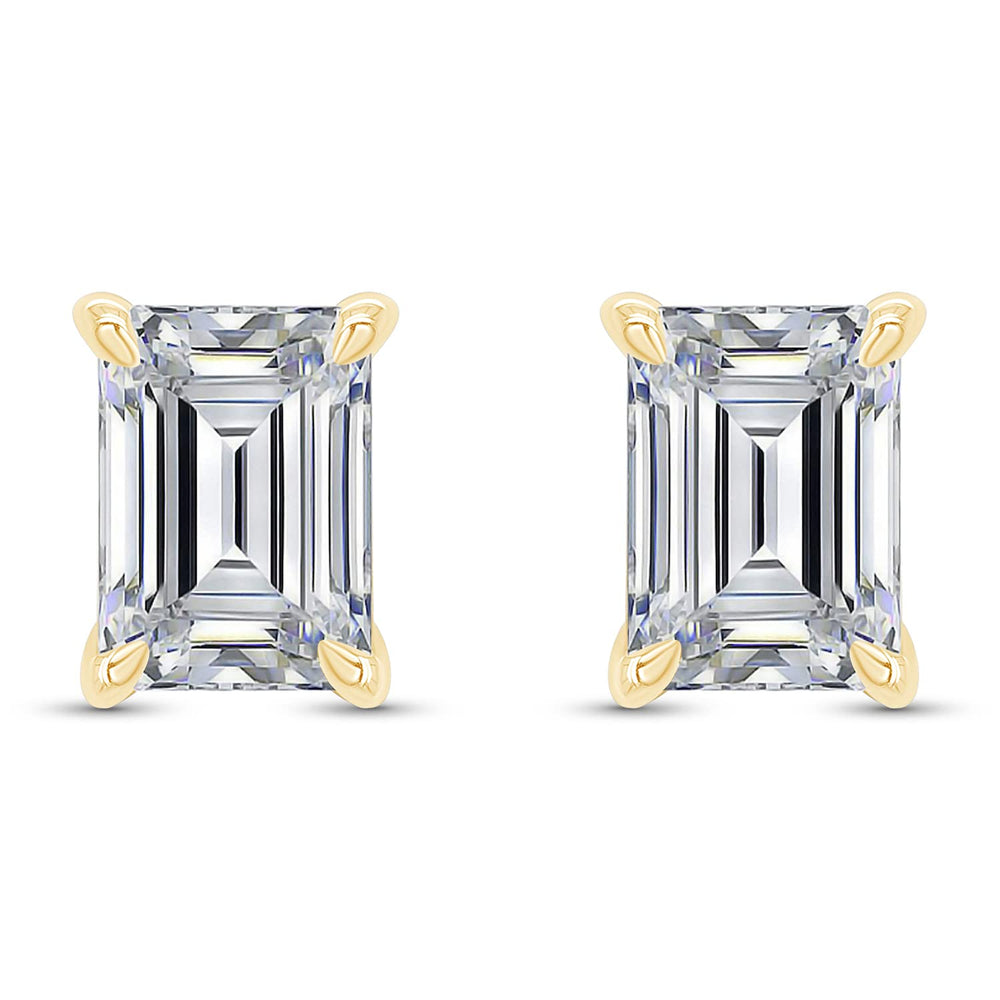 
                      
                        Emerald Cut Lab Created Moissanite Diamond Push Back Solitaire Stud Earrings In 925 Sterling Silver
                      
                    