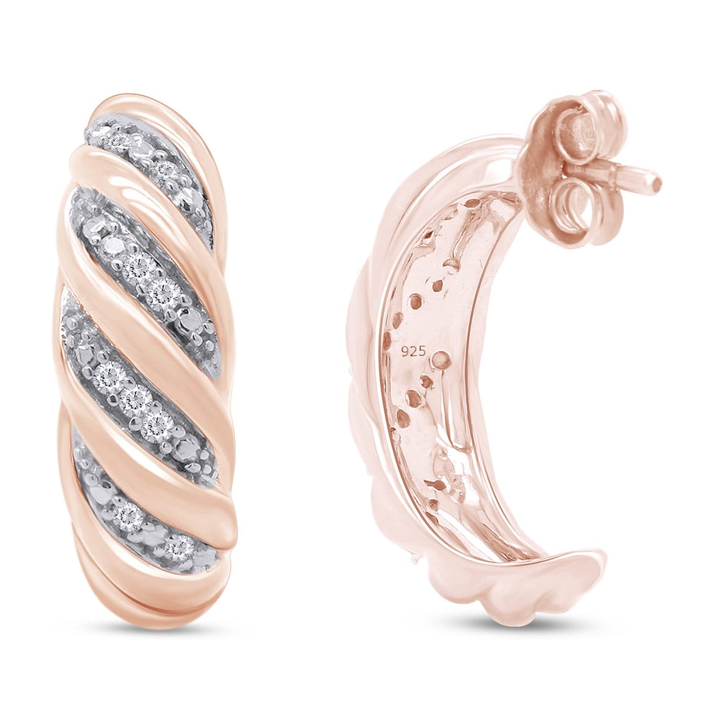 1/10 Carat Lab Created Moissanite Diamond Dome Huggie Hoop Earrings In 925 Sterling Silver (0.10 Cttw)