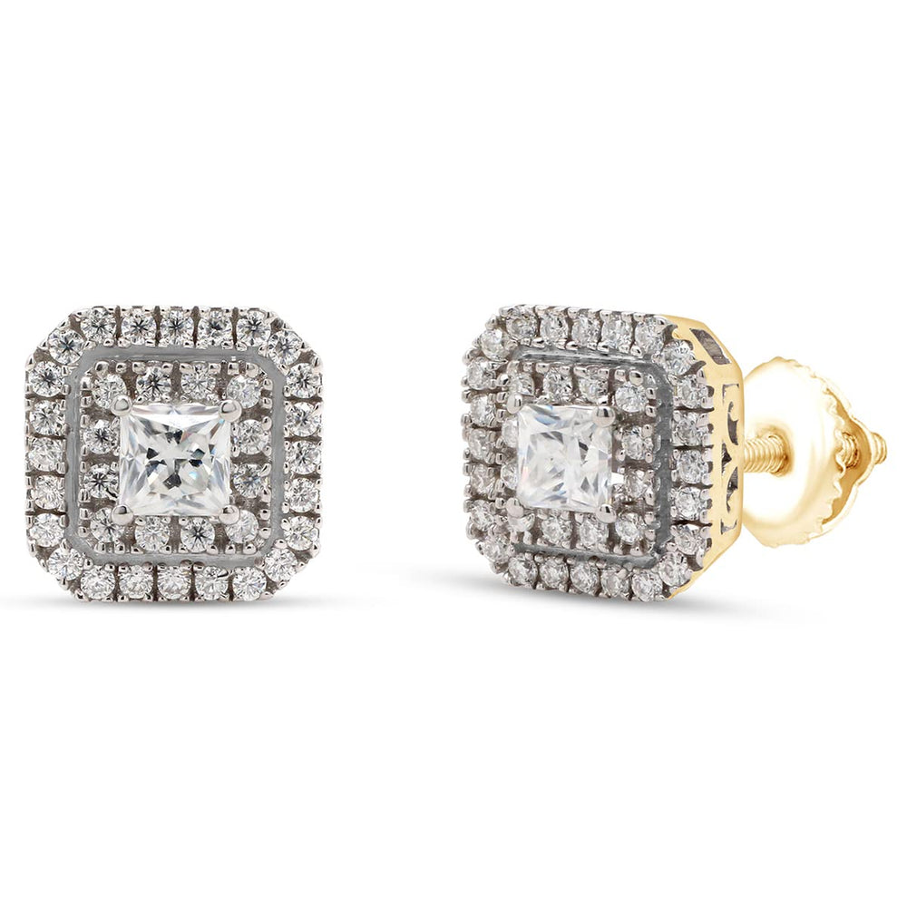 
                      
                        1 Carat Princess & Round Cut Lab Created Moissanite Diamond Double Halo Stud Earrings In 10K Or 14K Solid Gold (1 Cttw)
                      
                    