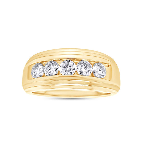 1.00 Carat Lab Created Moissanite Diamond Channel Set Men's Anniversary Wedding Band Ring In 10K Or 14K Solid Gold