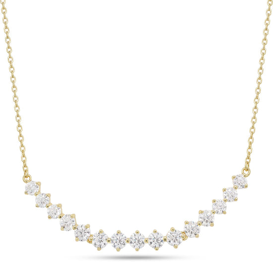 3.5MM & 4MM Round Cut Lab Created Moissanite Diamond Bib Necklace In 925 Sterling Silver