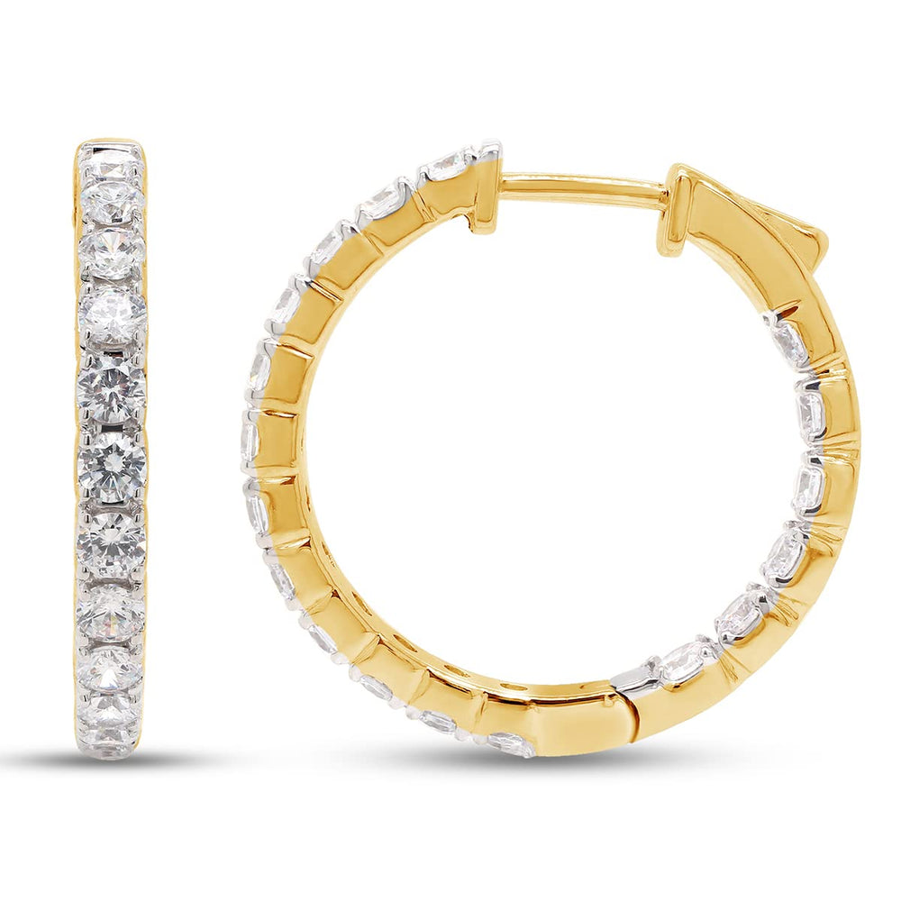 
                      
                        3 Carat Round Cut Lab Created Moissanite Diamond Inside Outside Hoop Earrings In 10K Or 14K Solid Gold
                      
                    