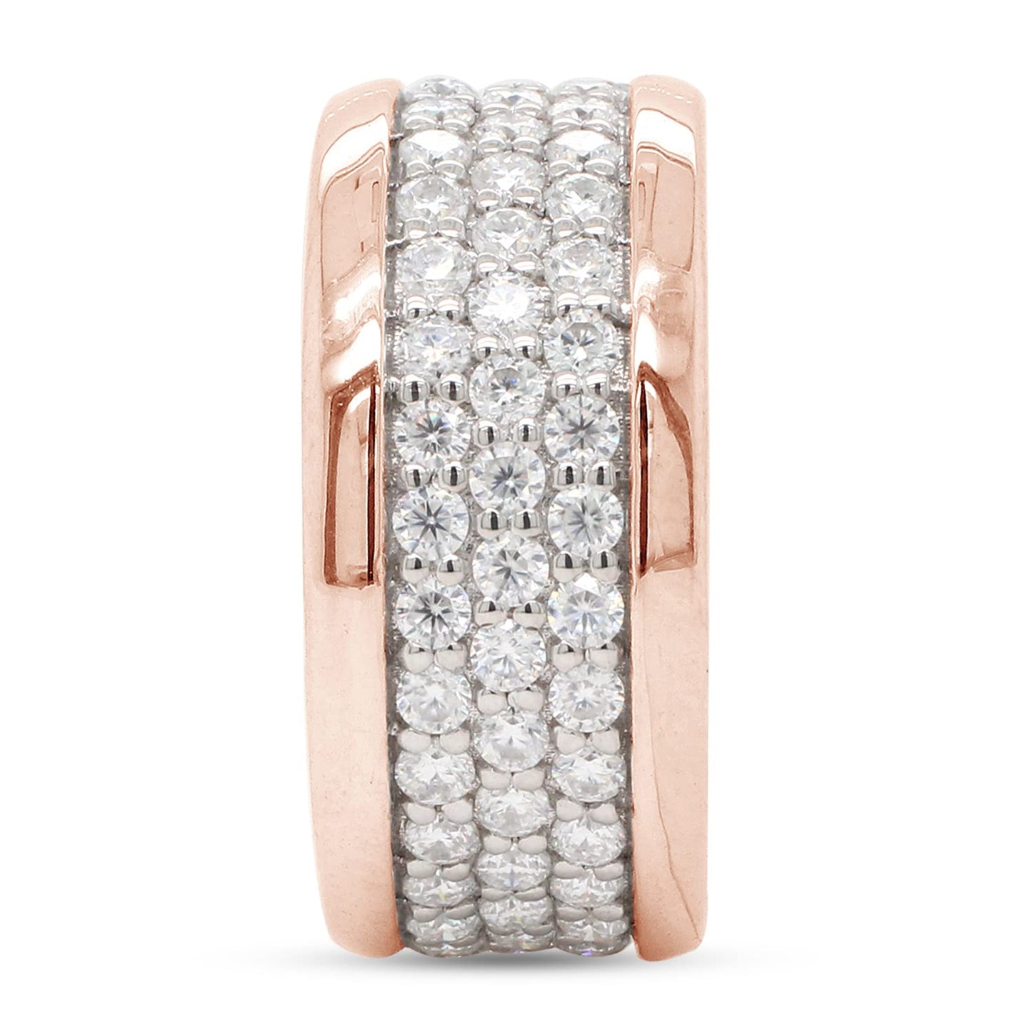 1 3/4 ct.t.w Round Cut Lab Created Moissanite Diamond 3-Row Full Eternity Stackable Wedding Band Ring In 10K Or 14K Solid Gold (1.75 Cttw)