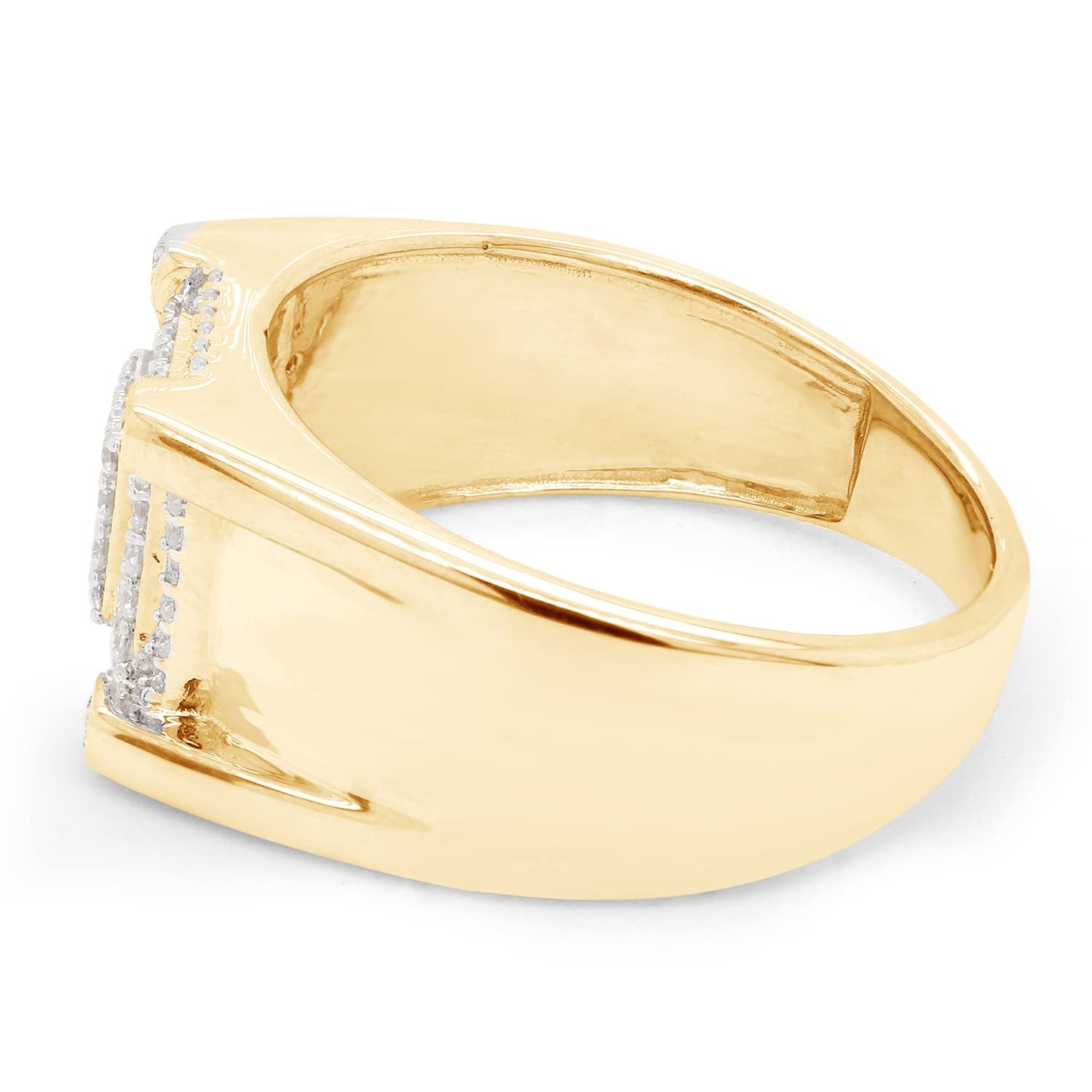 1/2 Carat Round Cut Lab Created Moissanite Diamond Wedding Band Ring for Men in 10K Or 14K Solid Gold (0.50 Cttw)