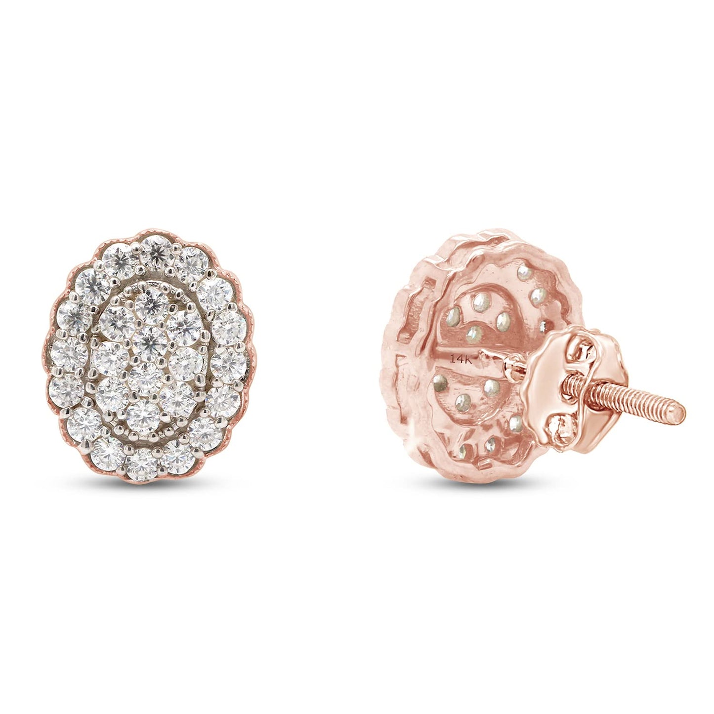 1/2 ct.t.w Round Cut Lab Created Moissanite Diamond Cluster Stud Earrings In 10K Or 14K Solid Gold Jewelry For Women (0.50 Cttw)