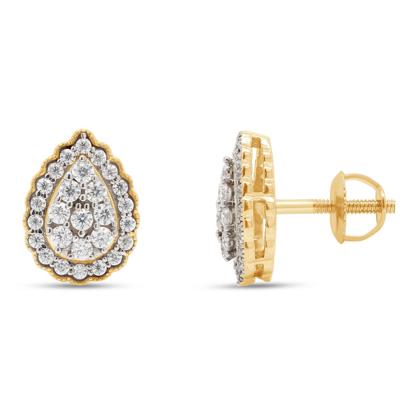0.33 Carat Round Cut Lab Created Moissanite Diamond Teardrop Stud Earrings In 10K Or 14K Solid Gold Jewelry For Women