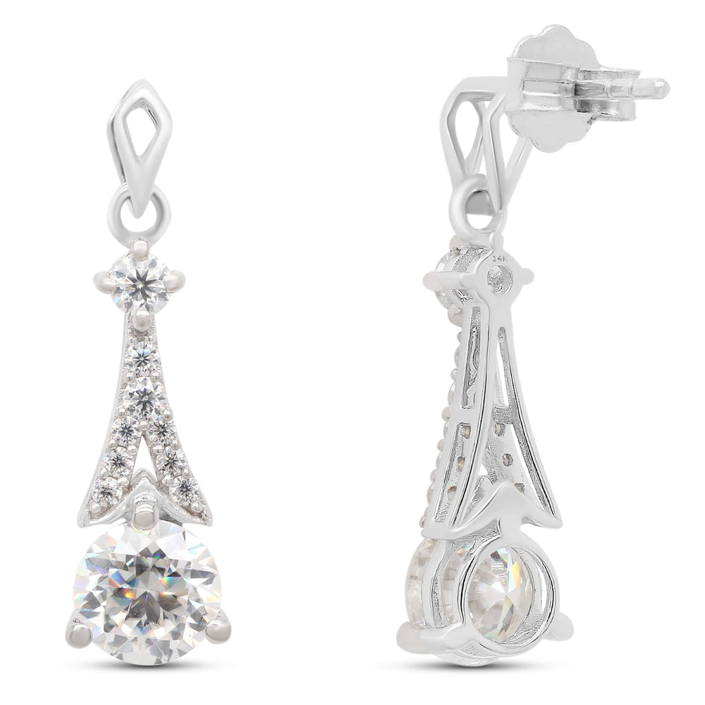 
                      
                        2.25 CT Center 6.5MM Round Cut Lab Created Moissanite Diamond Drop Dangle Earrings For Women In 10K Or 14K Solid Gold
                      
                    