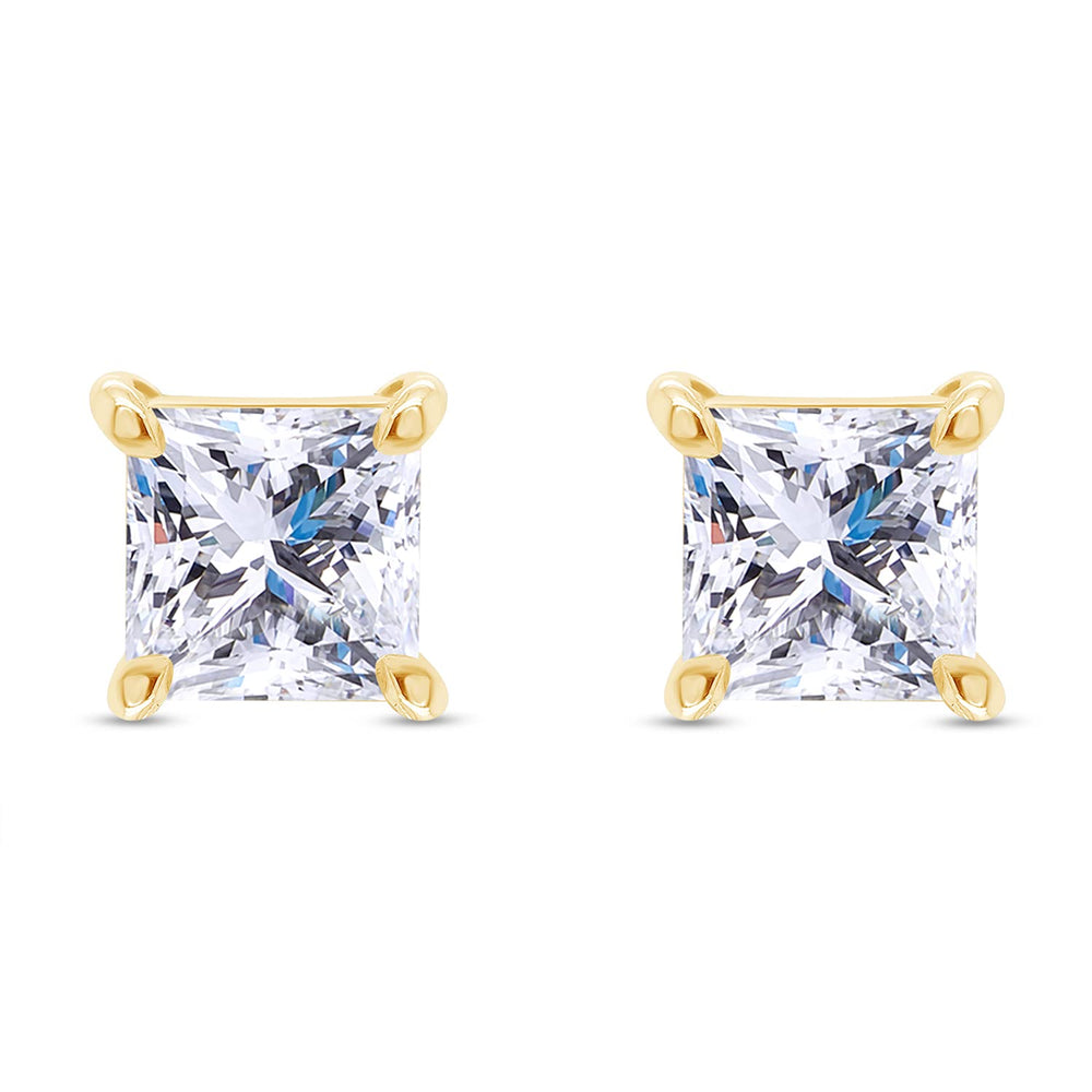 
                      
                        Princess Cut Lab Created Moissanite Diamond Push Back Solitaire Stud Earrings In 925 Sterling Silver
                      
                    