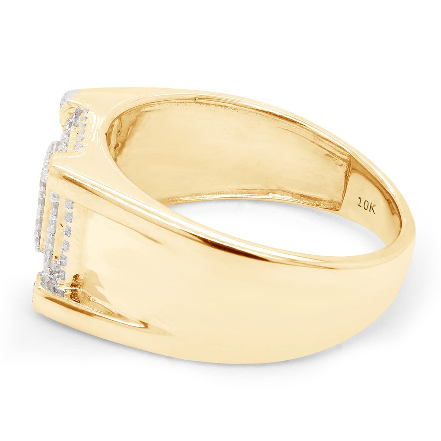 1/2 Carat Round Cut Lab Created Moissanite Diamond Wedding Band Ring for Men in 10K Or 14K Solid Gold (0.50 Cttw)