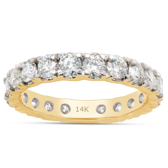 1 3/5 Carat Round Cut Lab Created Moissanite Diamond Full Eternity Stackable Wedding Band Ring for Women in 10K or 14K Solid Gold (1.60 Cttw)