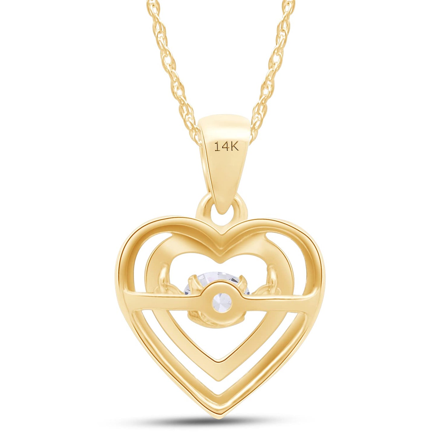1/3 Carat Lab Created Moissanite Diamond Floating Dancing Heart Pendant Necklace In 14K Solid Gold For Womens (0.36 Cttw)