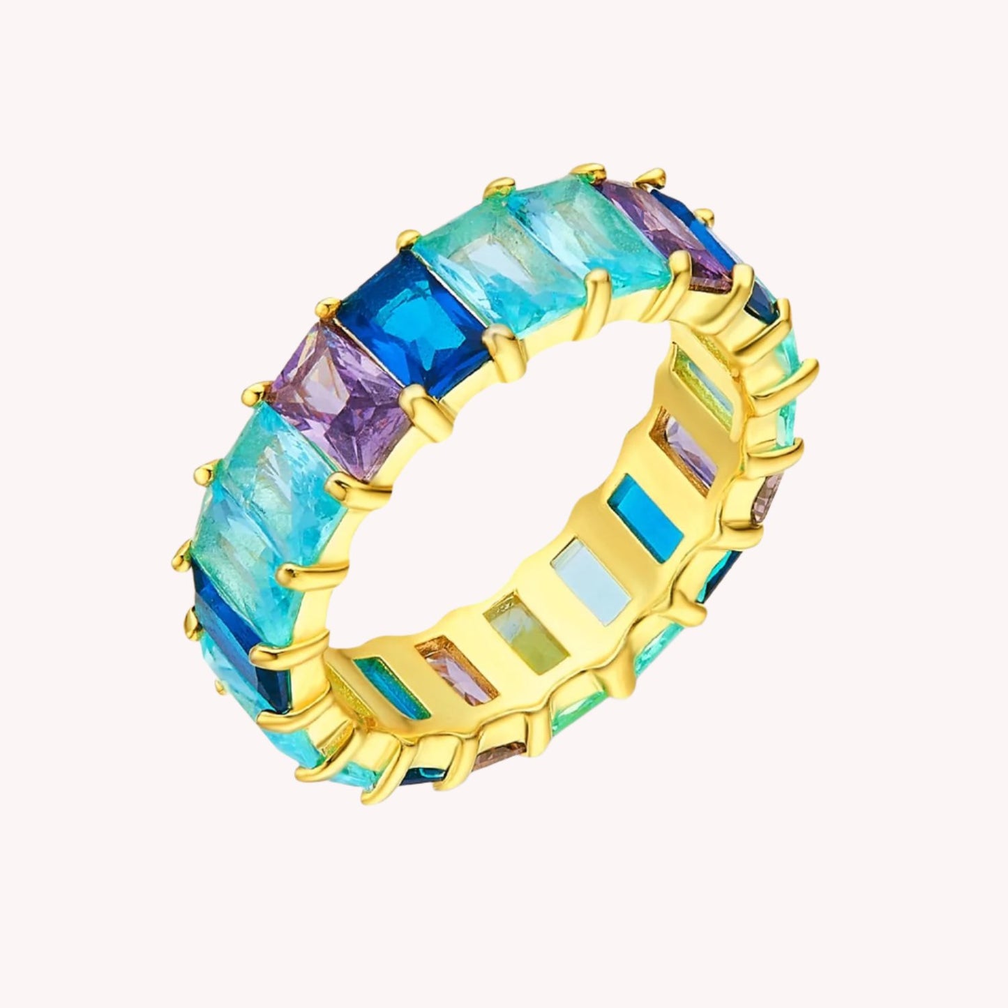 Eternity Shades of Blue Rainbow Ring