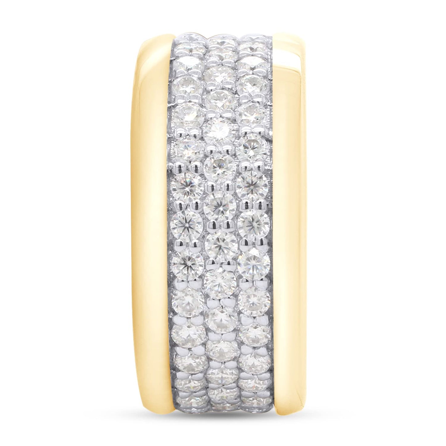 1.75 Carat Round Cut Lab Created Moissanite Diamond 3-Row Full Eternity Stackable Wedding Band Ring In 925 Sterling Silver