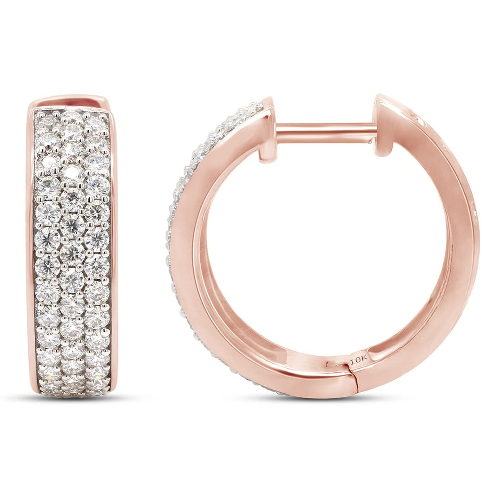 
                      
                        1.25 Carat Round Cut Lab Created Moissanite Diamond Triple Row Huggie Hoop Earrings In 10K Or 14K Solid Gold
                      
                    