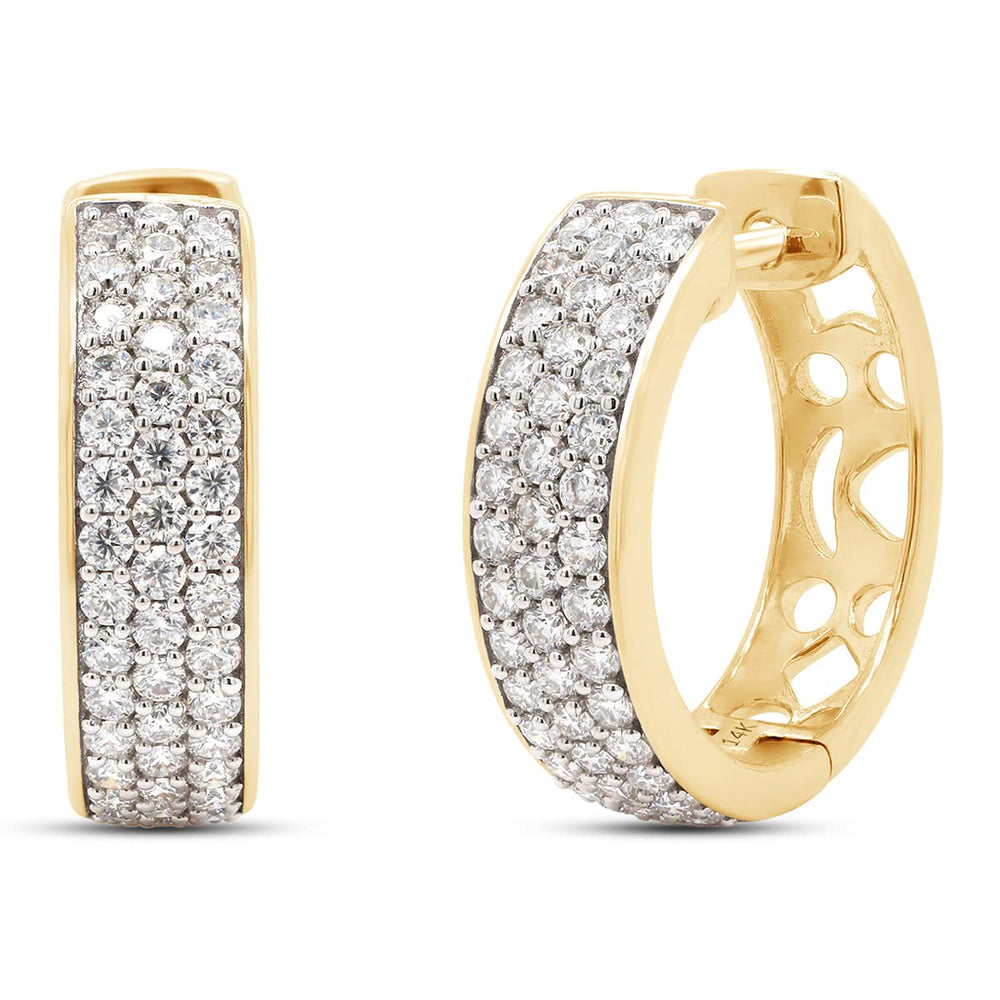 
                      
                        1.25 Carat Round Cut Lab Created Moissanite Diamond Triple Row Huggie Hoop Earrings In 10K Or 14K Solid Gold
                      
                    