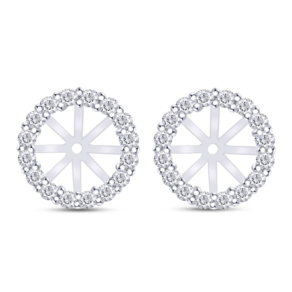 
                      
                        Round Cut Lab Created Moissanite Diamond Jackets For Studs Earrings In 925 Sterling Silver
                      
                    