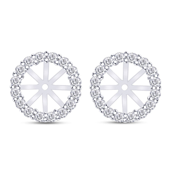 Round Cut Lab Created Moissanite Diamond Jackets For Studs Earrings In 925 Sterling Silver