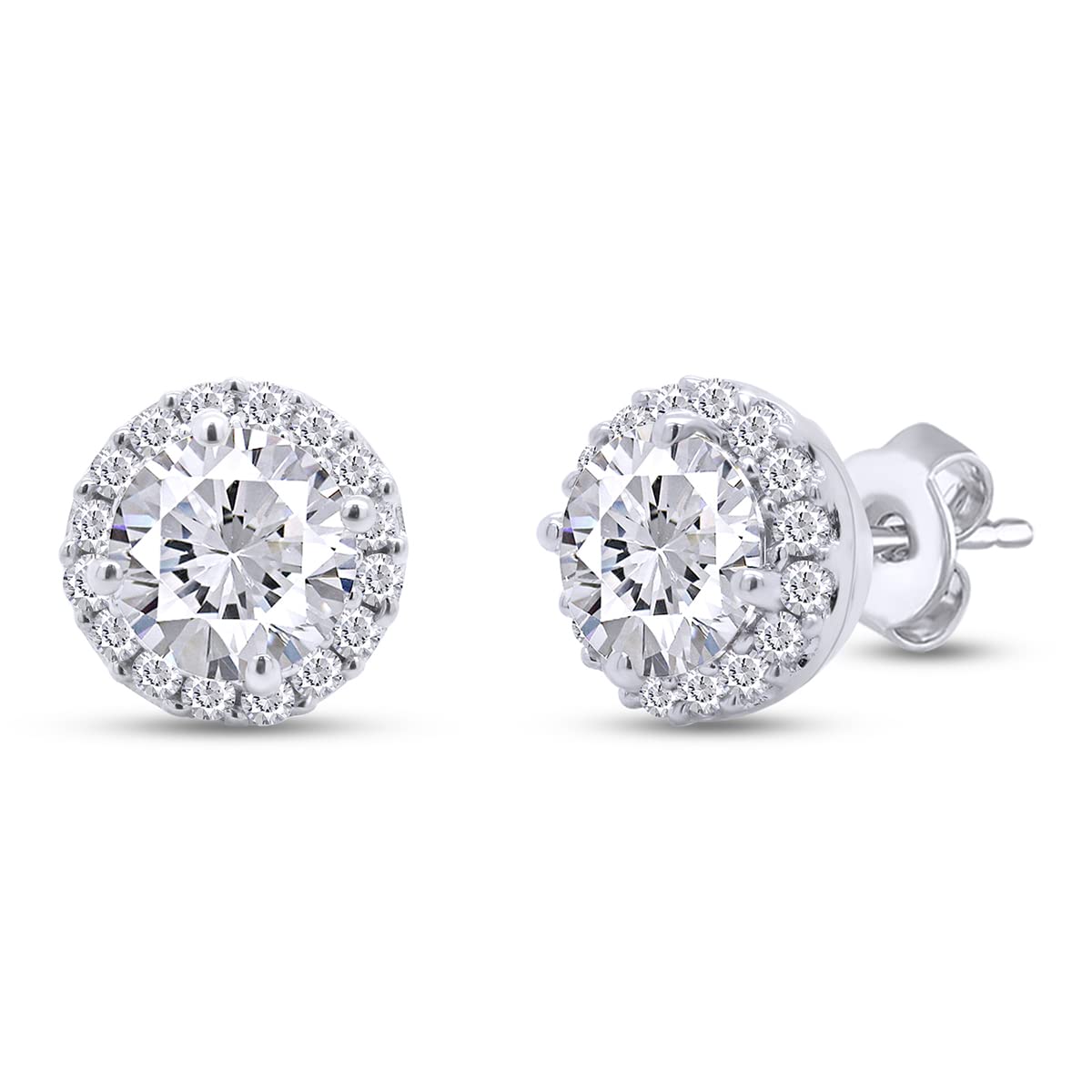 1 4/5 Carat Lab Created Moissanite Diamond Halo Stud Earrings in 925 Sterling Silver Jewelry for Women (1.80 Cttw)