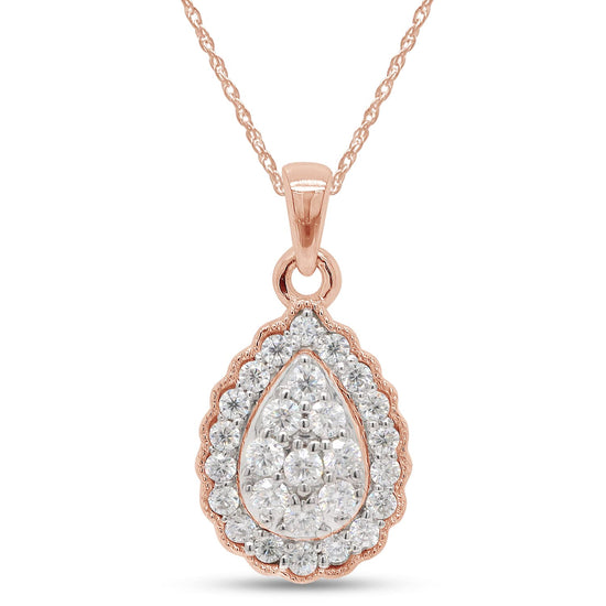 1/2 Carat Lab Created Moissanite Diamond Teardrop Necklace in 10K or 14K Solid Gold For Women (0.50 Cttw)
